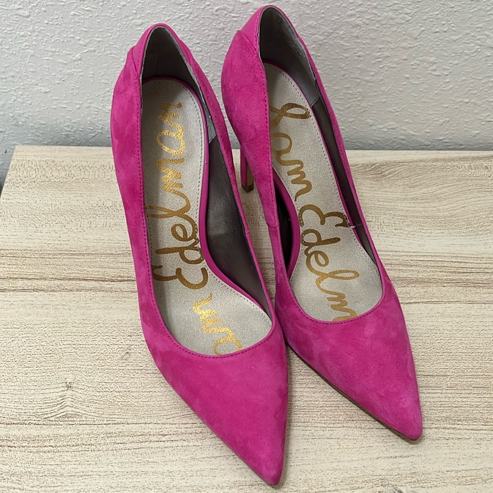 Sam Edelman Dea Pointed-Toe Pump Pink Suede